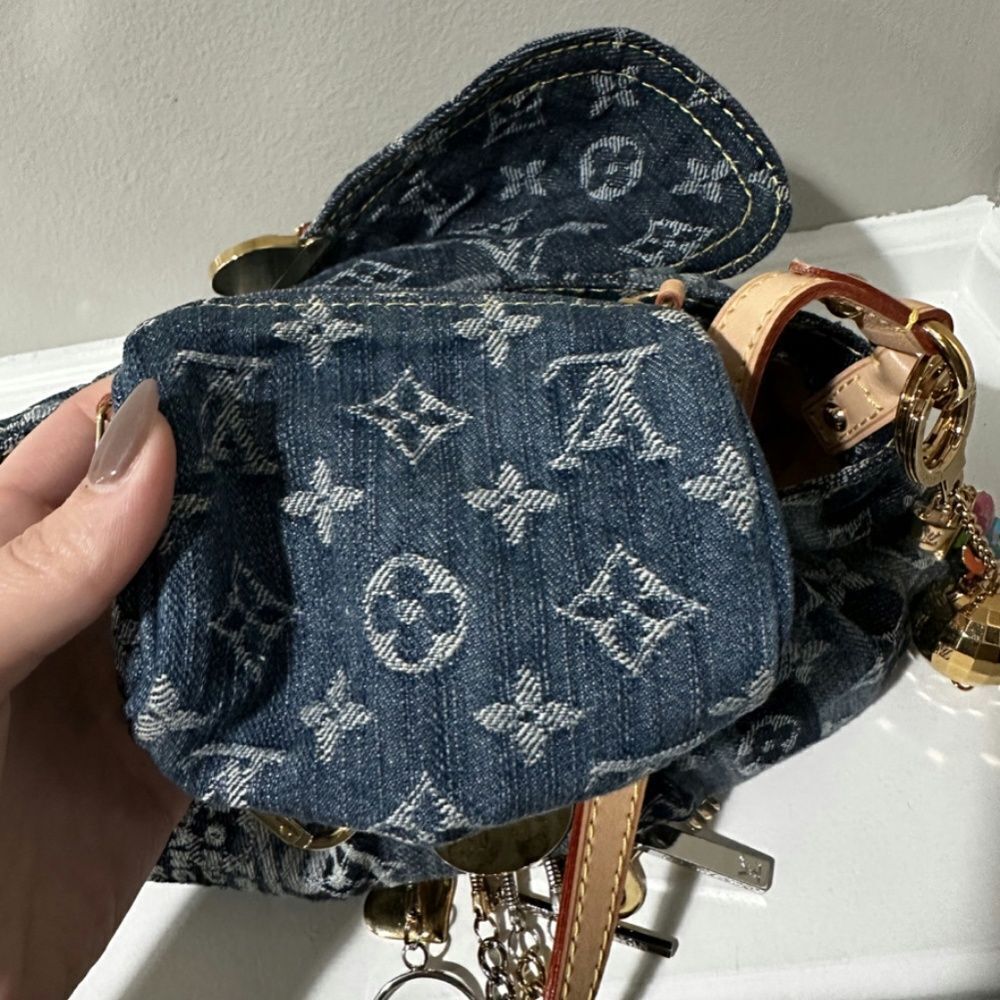 Louis Vuitton Limited Edition Blue Denim Monogram Denim Mini Pleaty Raye Customi - Picture 7 of 9